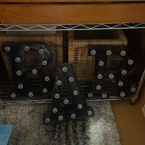 Black plastic light up letter BAR letters